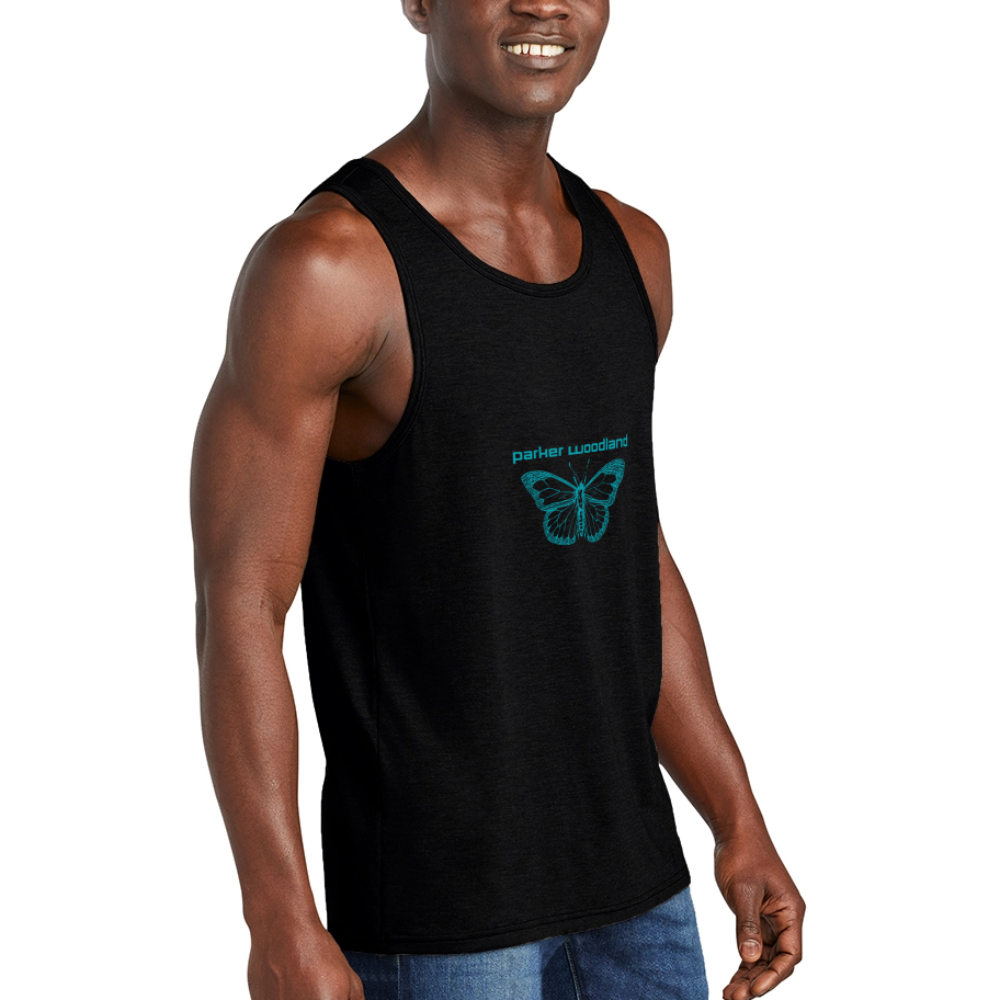 Parker Woodland Butterfly Becoming Unisex Tri-Blend Organic Tank - black