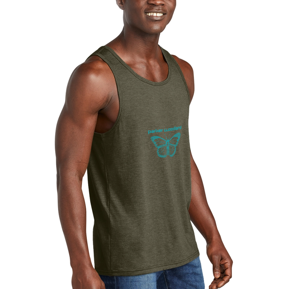 Parker Woodland Butterfly Becoming Unisex Tri-Blend Organic Tank - heather olive