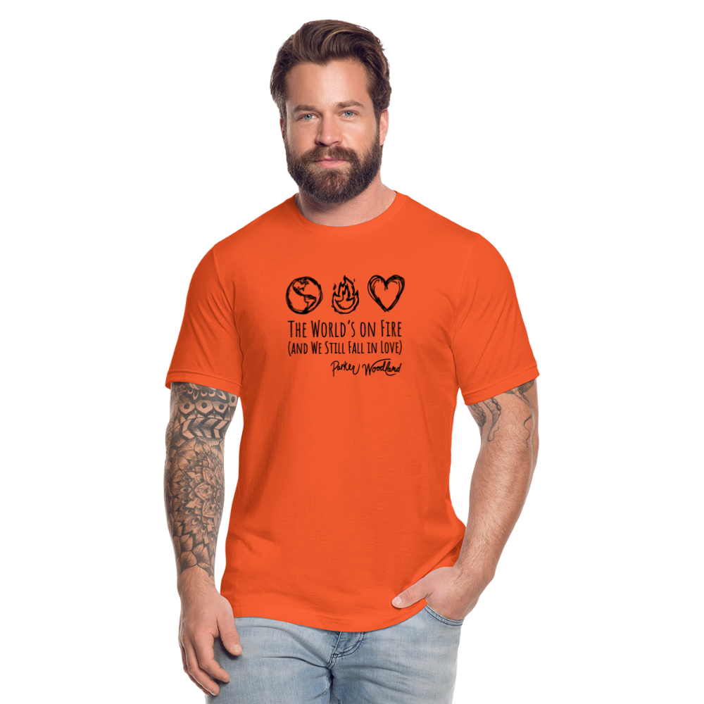World's on Fire Unisex Jersey T-Shirt by Bella + Canvas - orange