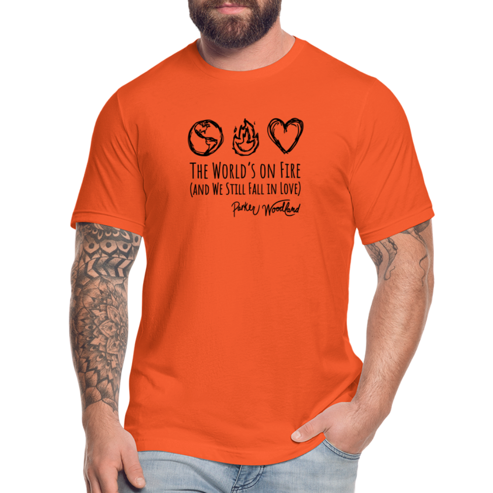 World's on Fire Unisex Jersey T-Shirt by Bella + Canvas - orange