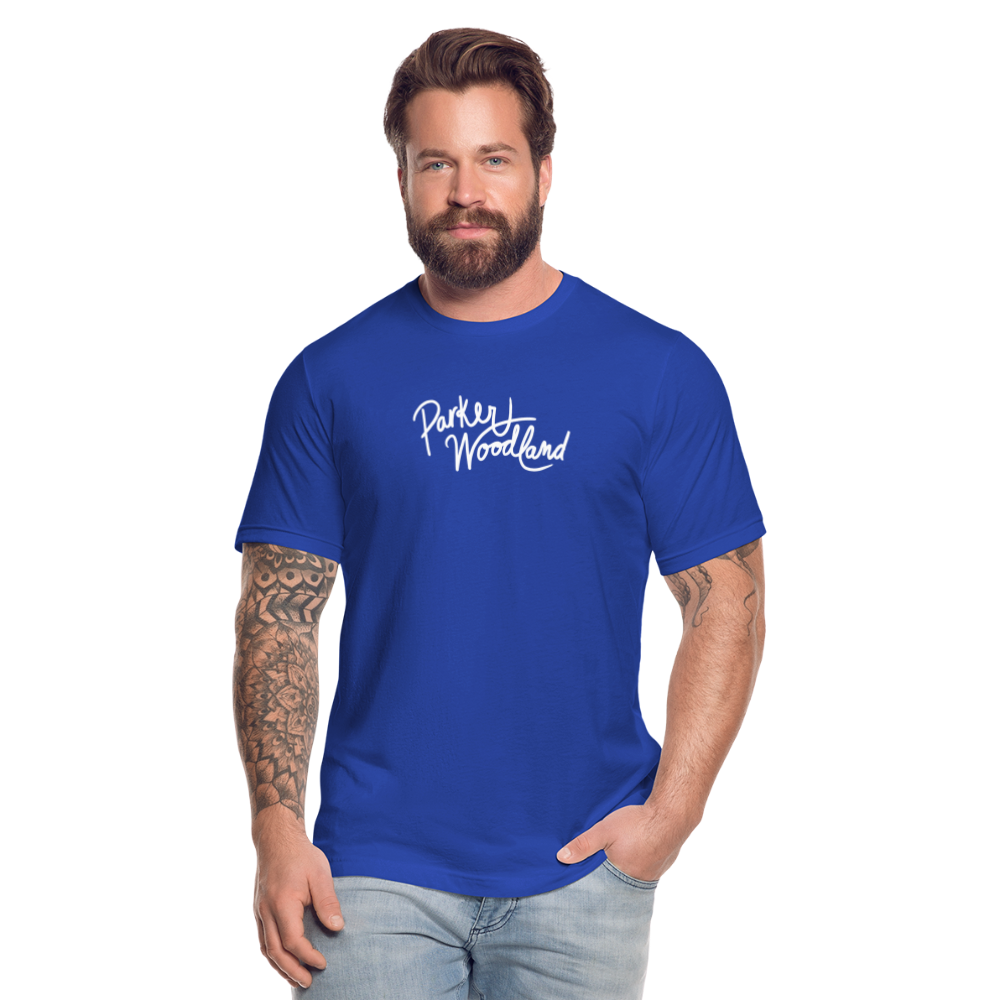 Parker Woodland Logo Unisex Jersey T-Shirt by Bella + Canvas - royal blue
