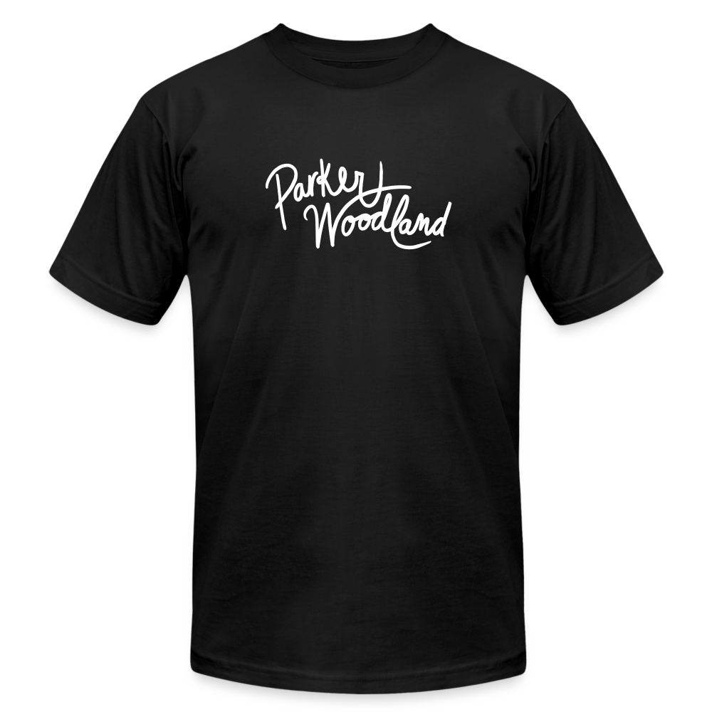 Parker Woodland Logo Unisex Jersey T-Shirt by Bella + Canvas - black