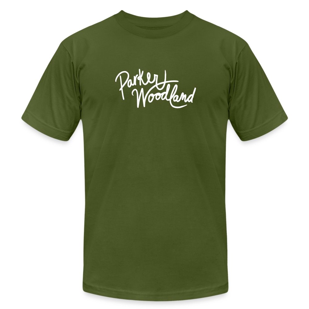Parker Woodland Logo Unisex Jersey T-Shirt by Bella + Canvas - olive