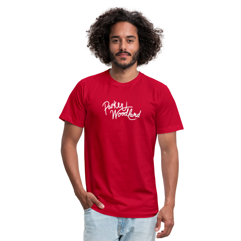 Parker Woodland Logo Unisex Jersey T-Shirt by Bella + Canvas - red